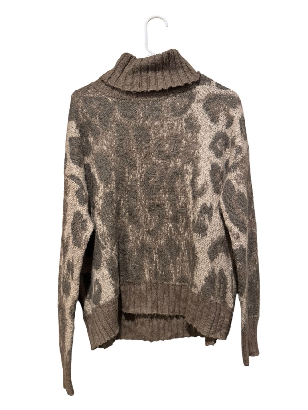 Karlie Taupe &‎ Brown Leopard-Print Turtleneck Sweater